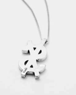 Shop Ksubi 925 Dripps Cross Dollar Necklace