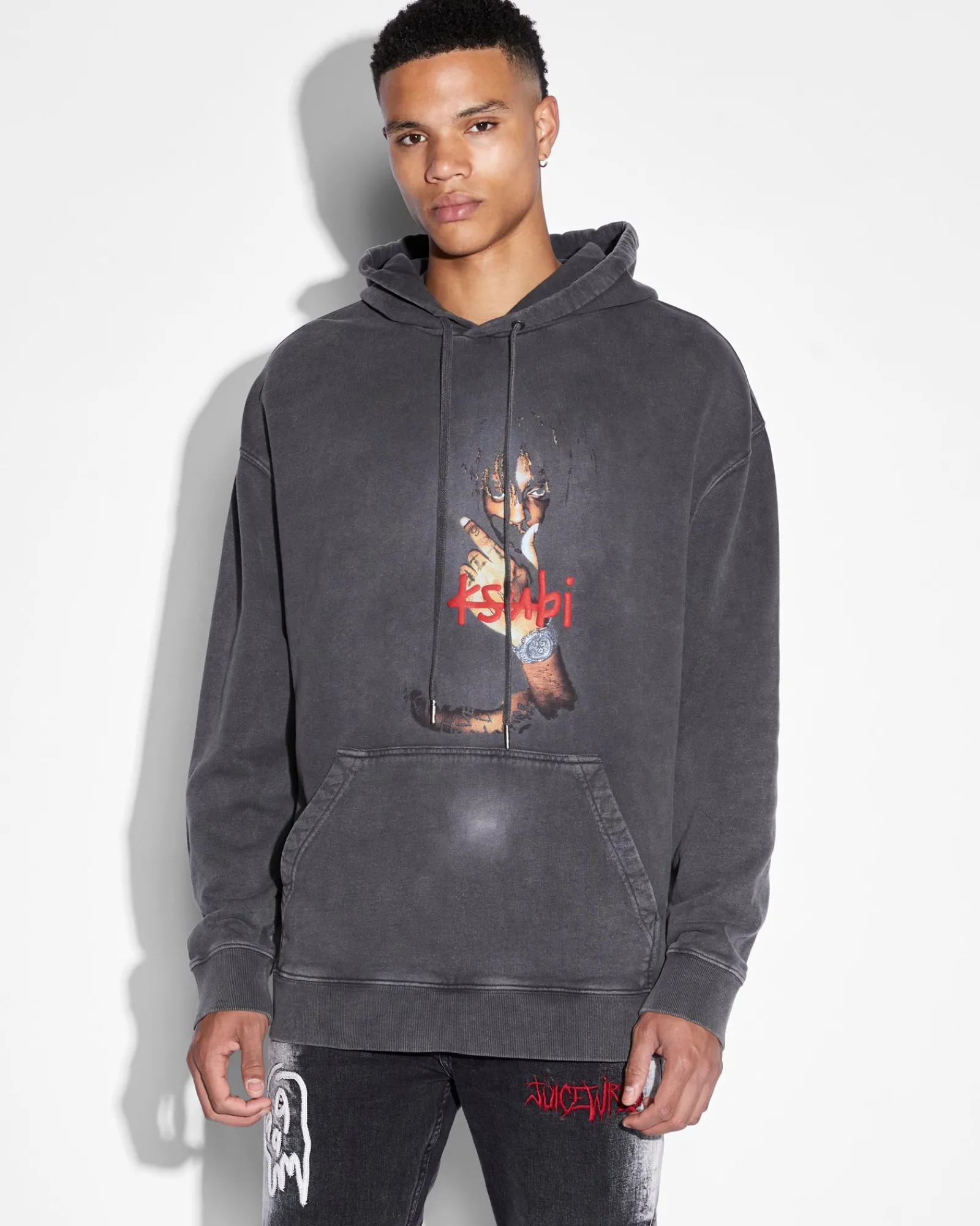 New Ksubi 999 Wrld Biggie Hoodie Faded Black