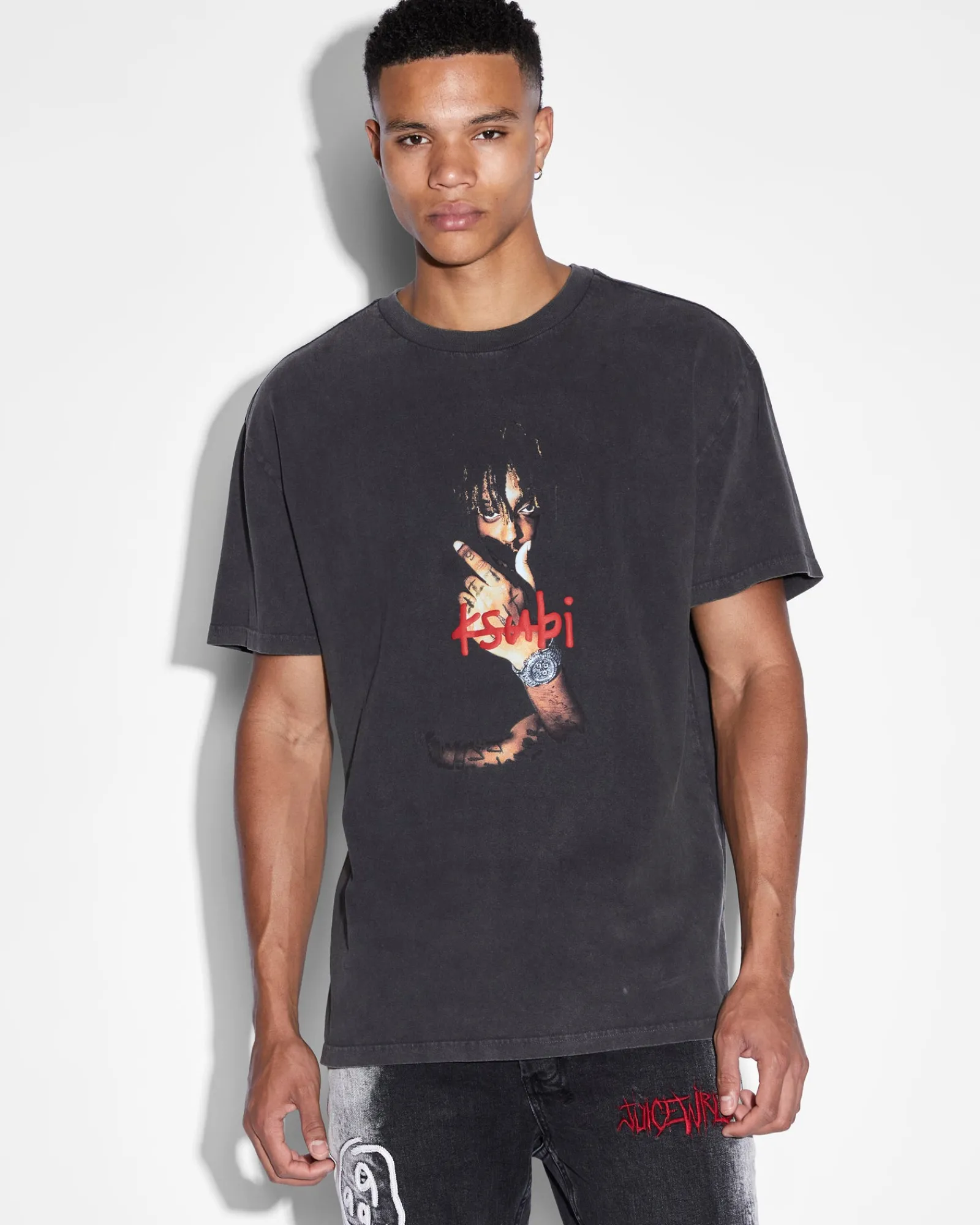 Discount Ksubi 999 Wrld Biggie Ss Tee Faded Black