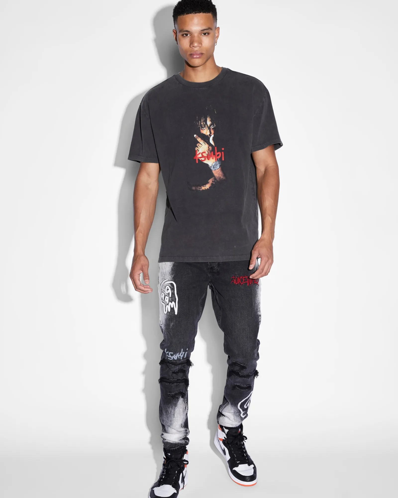 Discount Ksubi 999 Wrld Biggie Ss Tee Faded Black