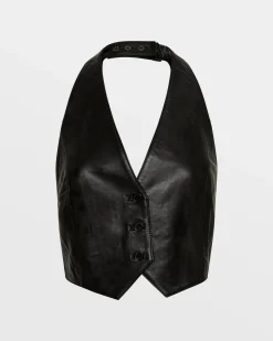 Flash Sale Ksubi Brazen Leather Waistcoat Black