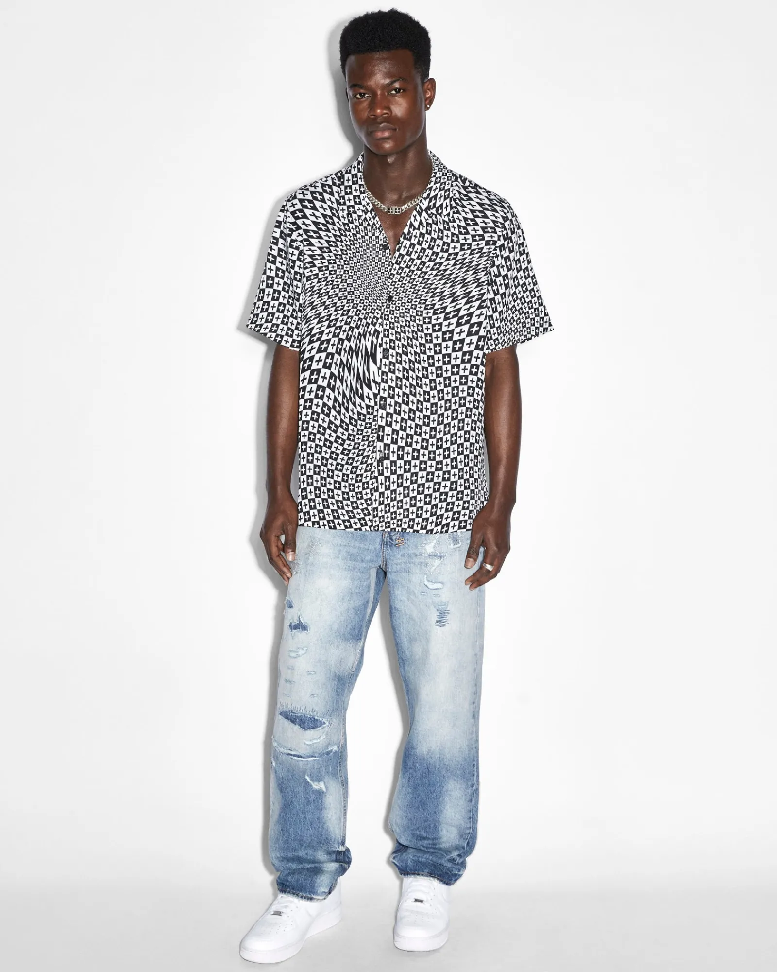 Discount Ksubi Check Out Resort Ss Shirt Black