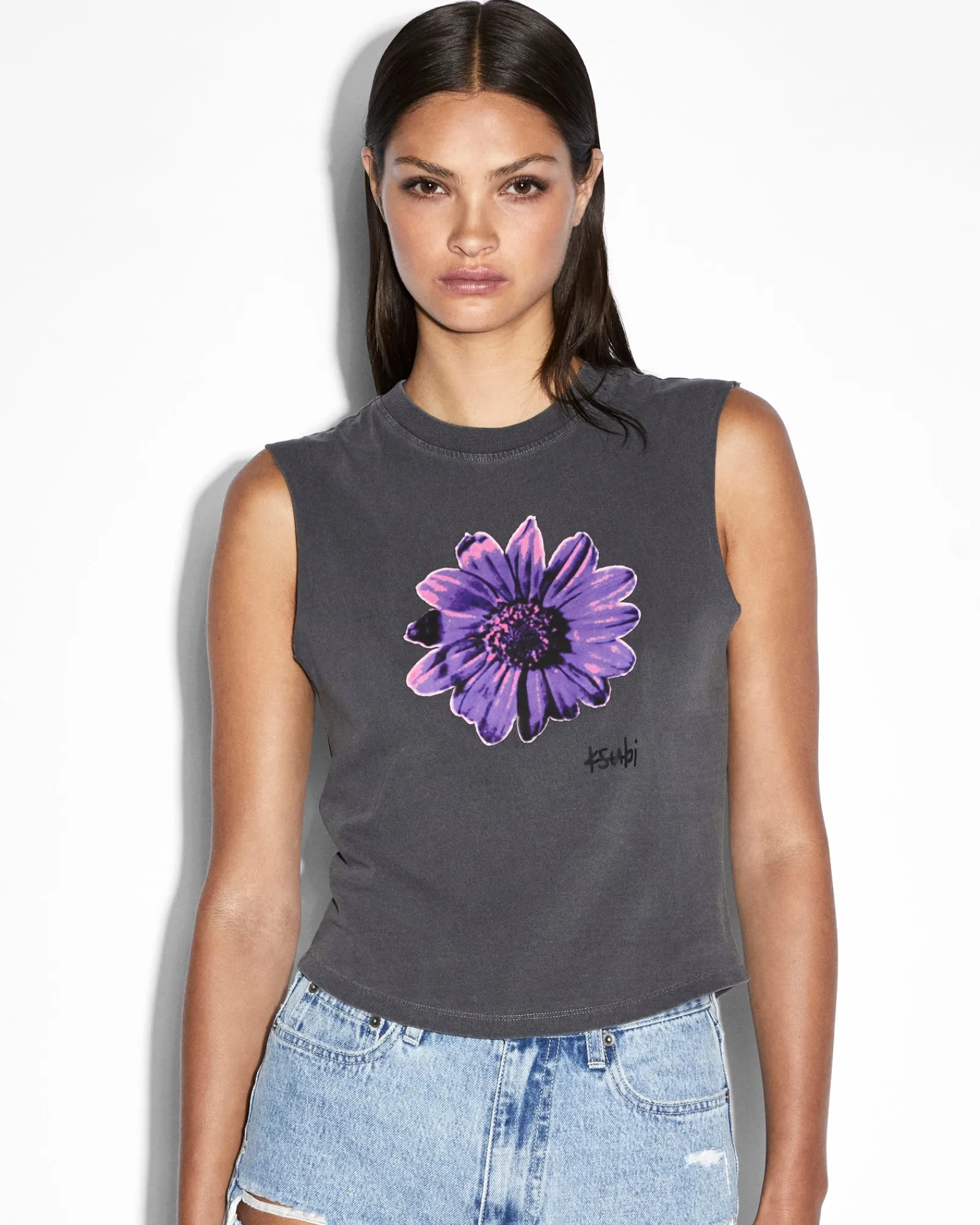 Outlet Ksubi Cyberflora Tank Charcoal