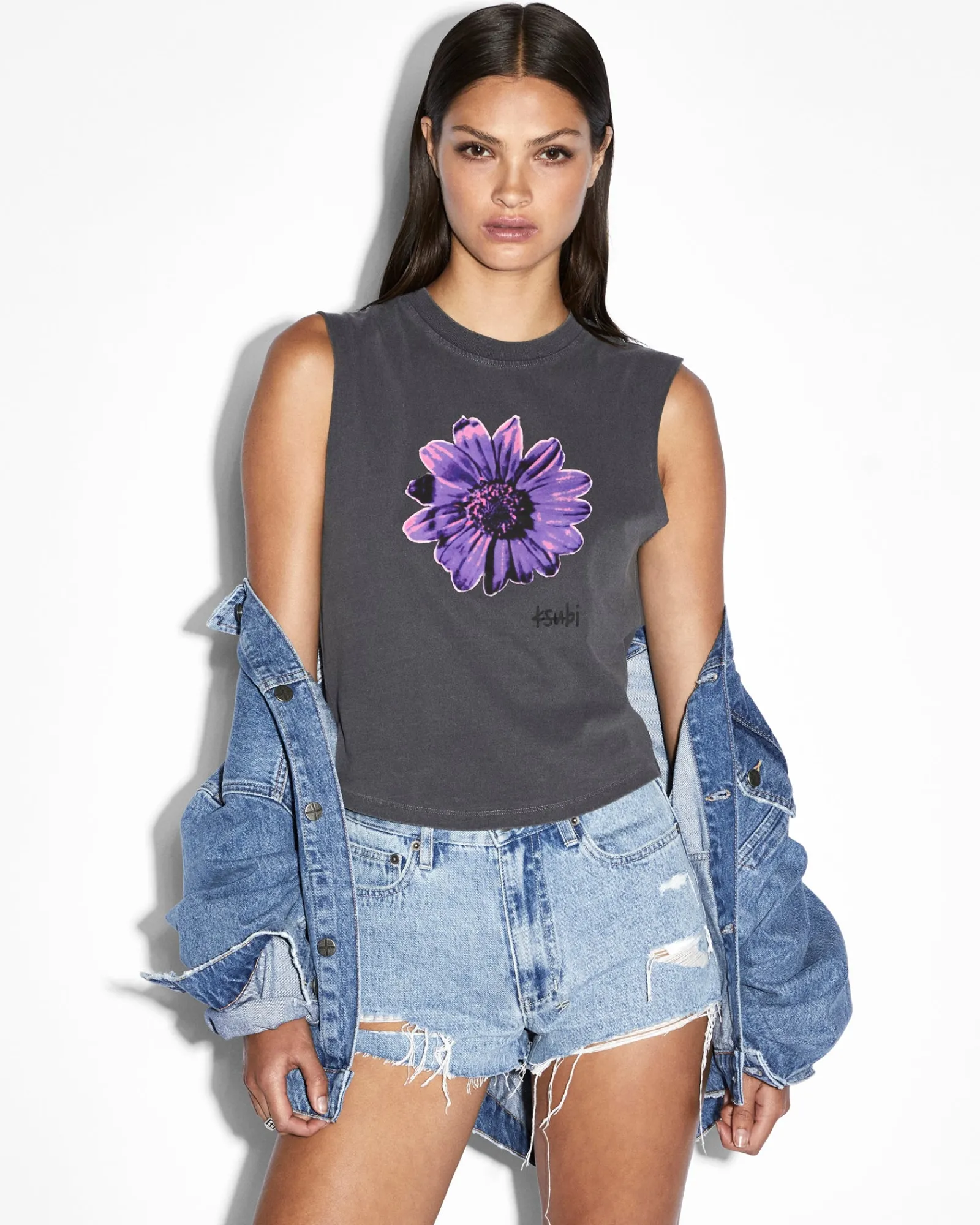 Outlet Ksubi Cyberflora Tank Charcoal