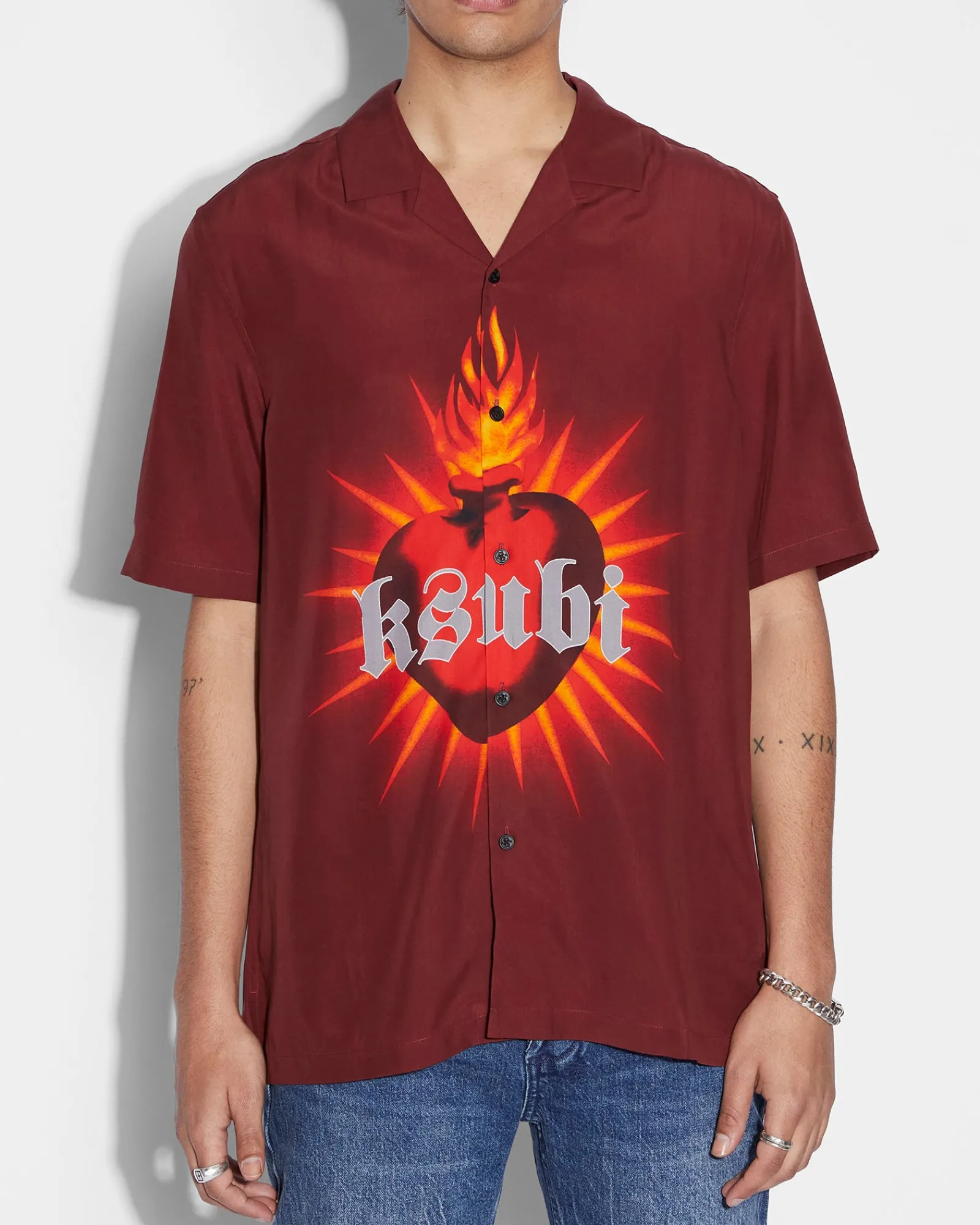 Store Ksubi Heart Resort Ss Shirt Crimson