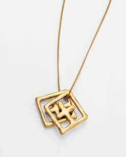 Online Ksubi 18K Aged Box Cross Necklace