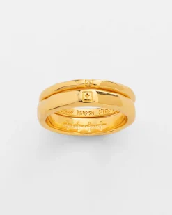 Fashion Ksubi 18K Dripps Box Cross Ring Set