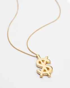 Fashion Ksubi 18K Dripps Cross Dollar Necklace