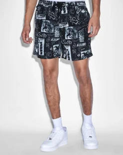 Shop Ksubi Mash Up Boardshort Black