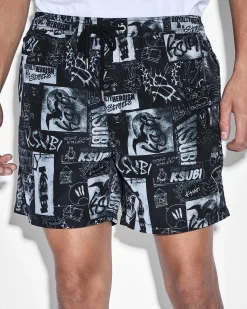 Shop Ksubi Mash Up Boardshort Black