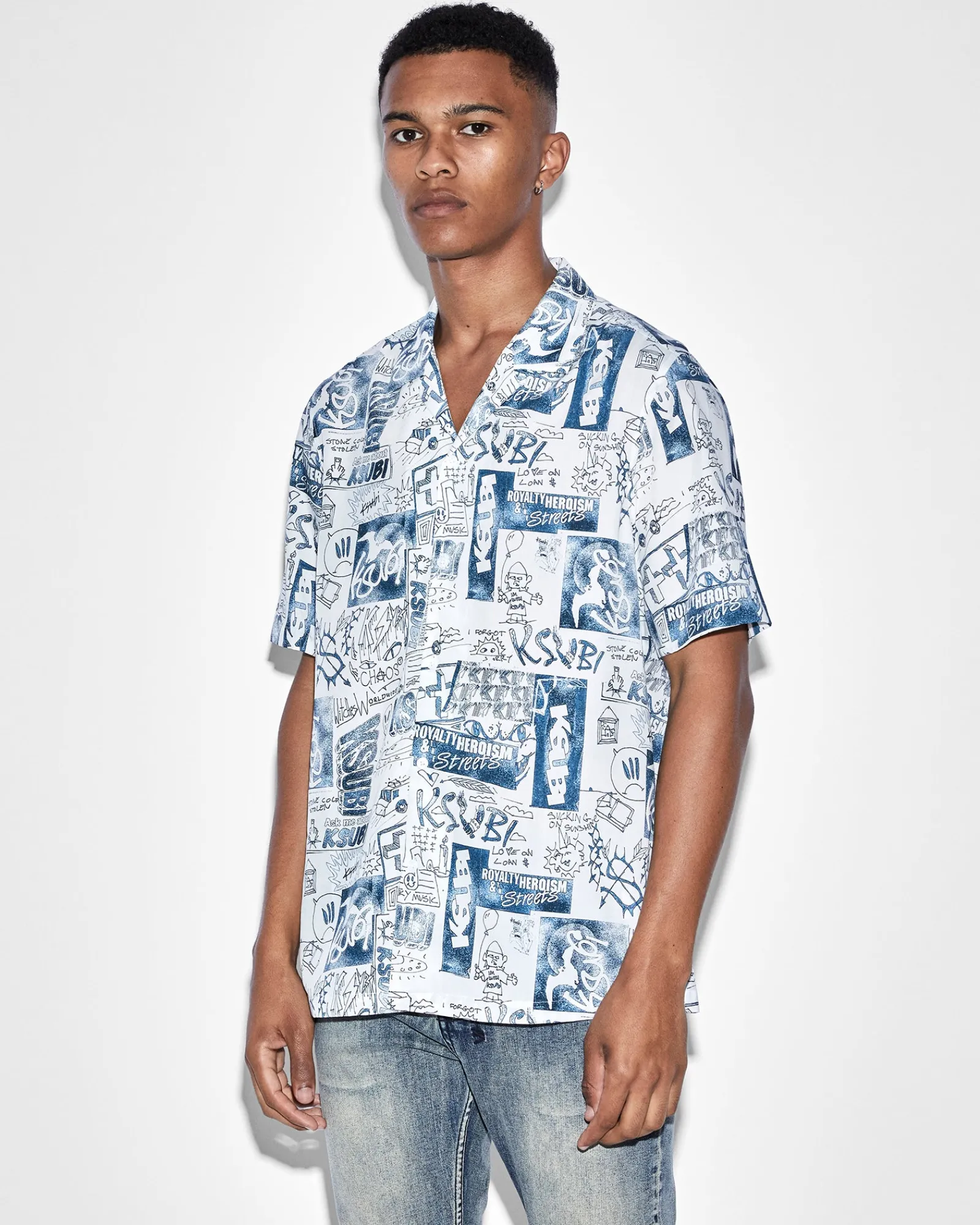 Online Ksubi Mash Up Resort Shirt White