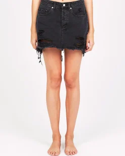 Online Ksubi Mini Moss Skirt Black Crow Trashed