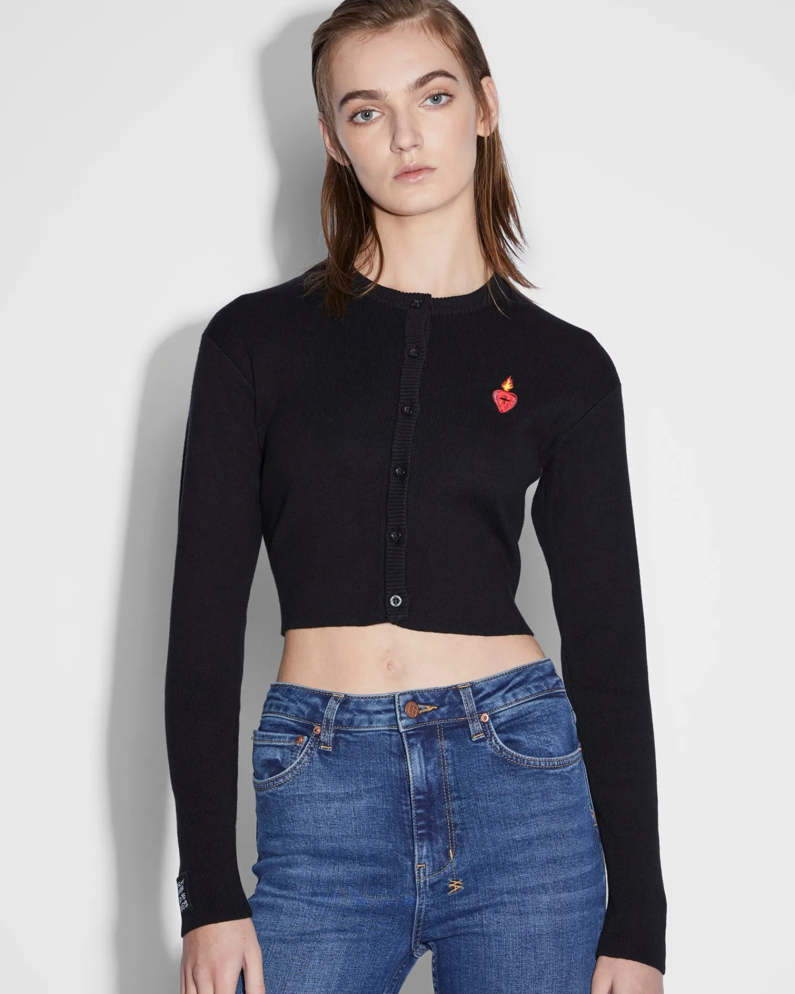 New Ksubi Shrunken Cardi Black Emblazed