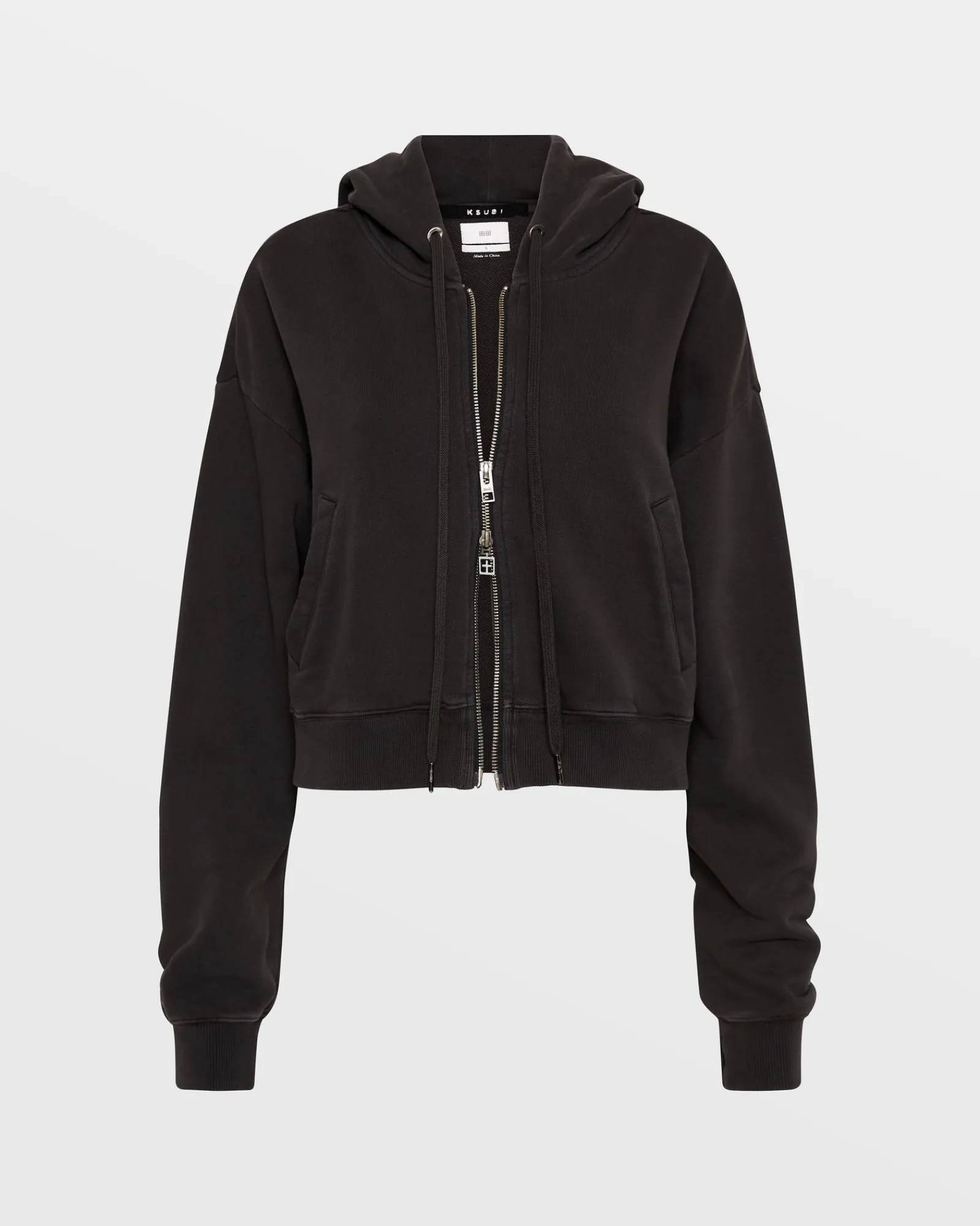 New Ksubi 3X4 Origin Cropped Hoodie Washed Black