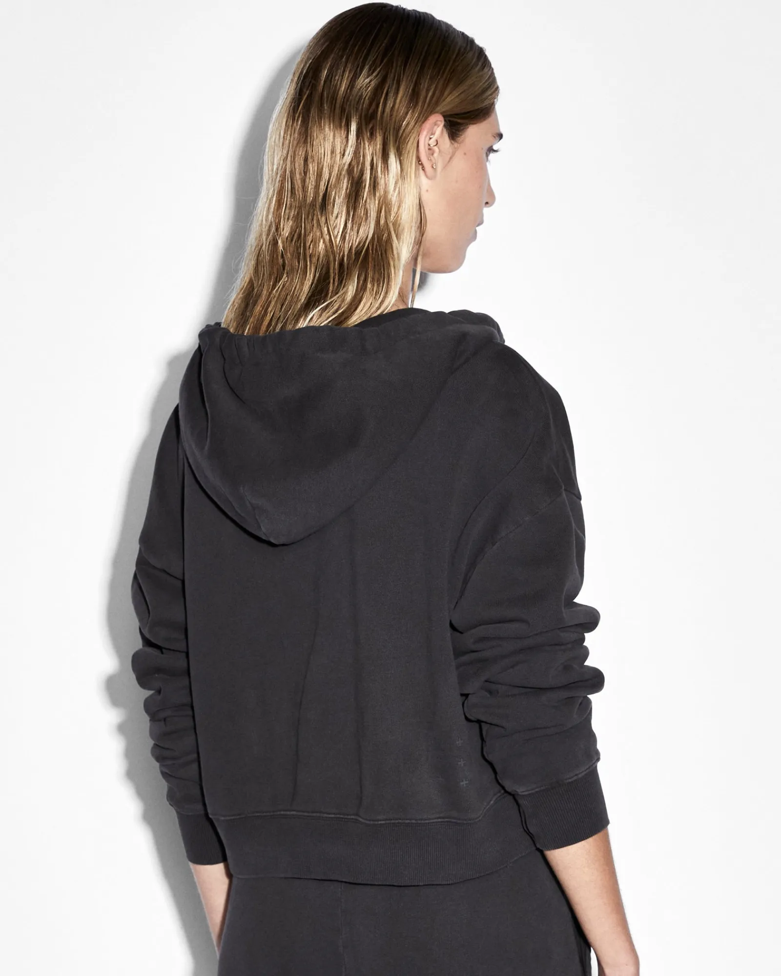New Ksubi 3X4 Origin Cropped Hoodie Washed Black